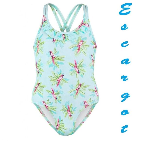 Escargot Other - Toddler Girls Bathing Suit, One Piece Parrot Print Swim Suit, size 4